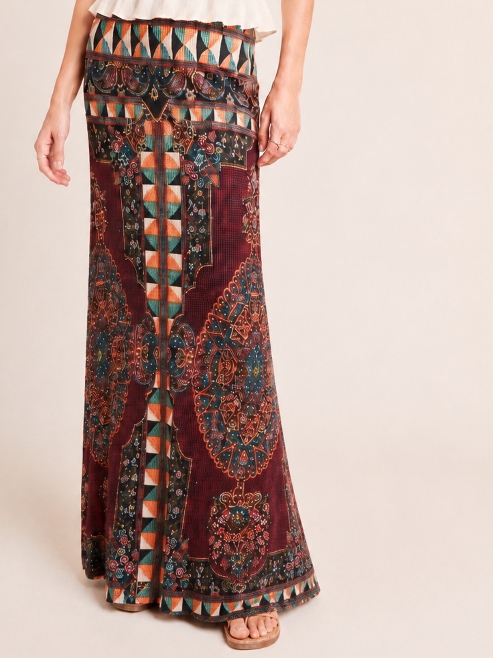 Farm Rio X Anthropologie Mixed Pattern Maxi Skirt or Dress EUC XSmall - Picture 2 of 16